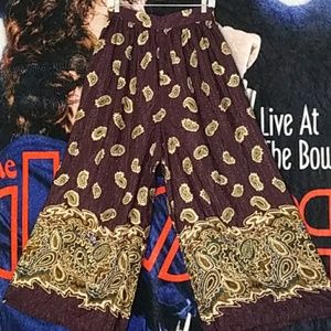 Vintage Paisley Plum & Gold Wide Leg Pants